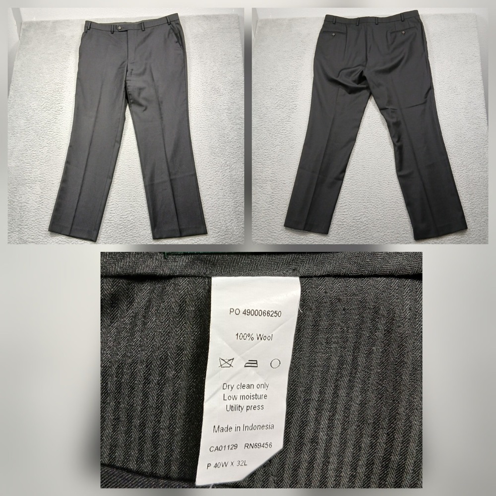 Lauren Ralph Men's‎ Wool Dress Pants Slacks 40x32 Charcoal Gray Tailored Fit